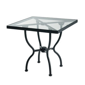 traditional pedestal table / tempered glass / rectangular / garden
