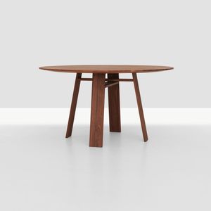 contemporary dining table / solid wood / rectangular / round