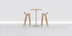 high bar table / contemporary / steel / solid wood