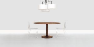 contemporary table / solid wood / round / commercial