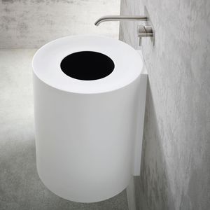 wall-mounted washbasin / round / composite / contemporary