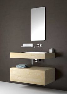 wooden vanity top / stainless steel / with integrated towel rail