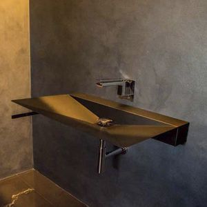 wall-mounted washbasin / rectangular / steel / original design