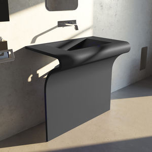 free-standing washbasin / rectangular / stainless steel / original design