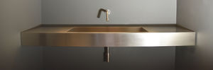 stainless steel washbasin / wall-mounted / rectangular / contemporary