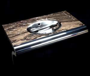countertop washbasin / oval / marble / stainless steel