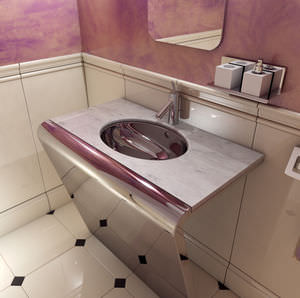 countertop washbasin / rectangular / marble / contemporary