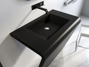 free-standing washbasin / rectangular / marble / contemporary