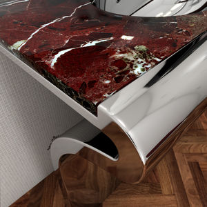countertop washbasin / rectangular / marble / stainless steel