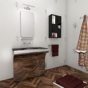free-standing washbasin / oval / marble / stainless steel