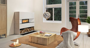 wood-burning fireplace / contemporary / closed hearth / built-in