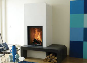 wood-burning fireplace / contemporary / closed hearth / built-in