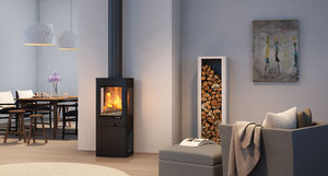wood heating stove / contemporary / metal