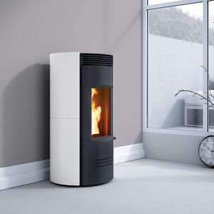 pellet heating stove / contemporary / steel