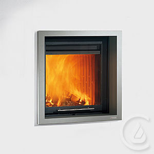 contemporary fireplace surround / steel / corner