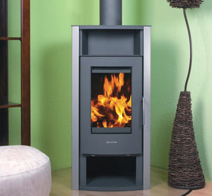 wood heating stove / contemporary / stone