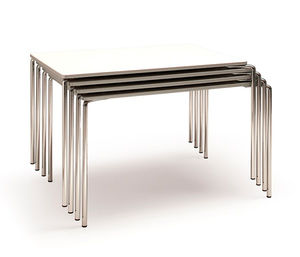 contemporary table / polished stainless steel / HPL / rectangular