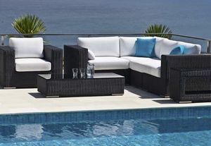 contemporary coffee table / resin wicker / garden