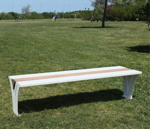 public bench / contemporary / wooden / steel