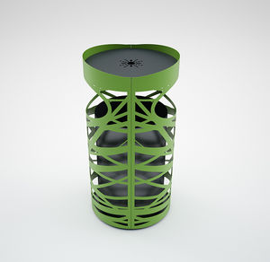 public trash can / steel / with built-in ashtray / contemporary