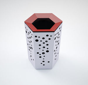 public trash can / steel / recycling / contemporary