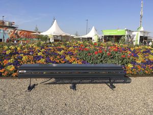 public bench / contemporary / wooden / galvanized steel