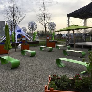 public bench / contemporary / galvanized steel