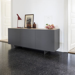 contemporary sideboard / solid wood / natural stone / white