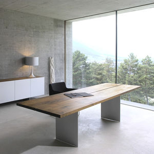 solid wood desk / steel / aluminum / contemporary