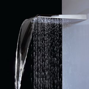 wall-mounted shower head / rectangular / waterfall / rain