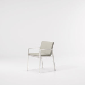 contemporary dining chair / with armrests / fabric / aluminum