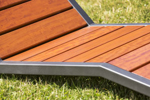 contemporary sun lounger / wooden / steel / for public spaces