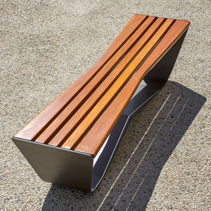public bench / contemporary / wooden / steel
