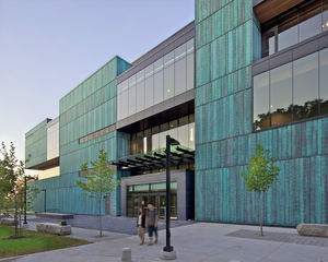 patterned metal sheet / copper / wall-mounted / for facade cladding