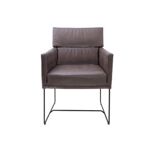 contemporary visitor armchair / leather / with armrests