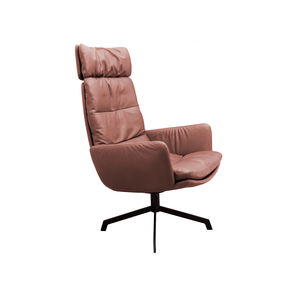 contemporary visitor armchair / leather / star base