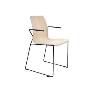 contemporary chair / with armrests / sled base / fabric