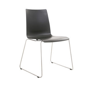 contemporary visitor chair / stackable / upholstered / with armrests