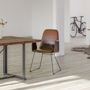 contemporary visitor chair / synthetic leather / steel / upholstered