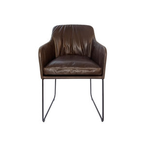 contemporary visitor chair / upholstered / with armrests / central base