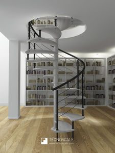 spiral staircase / metal frame / wooden steps / without risers