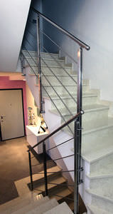 indoor railing / stainless steel / with bars / for stairs