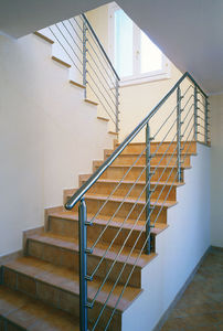 indoor railing / stainless steel / with bars / for stairs
