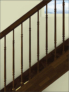 wooden railing / with bars / indoor / for stairs