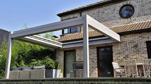wall-mounted pergola / aluminum / PVC fabric sliding canopy / bioclimatic