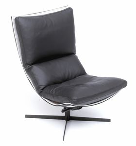 contemporary fireside chair / leather / indoor / star base