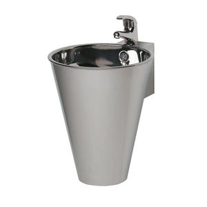 wall-mounted washbasin / conical / stainless steel / contemporary