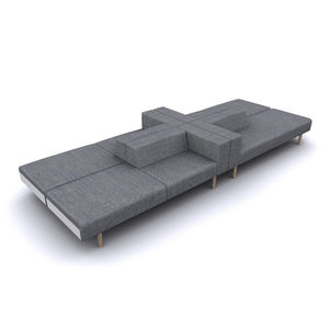 modular upholstered bench / contemporary / fabric / oak