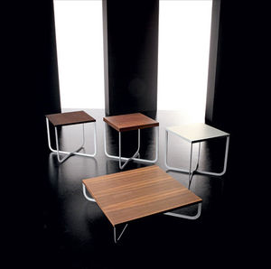 contemporary side table / walnut / wood veneer / square