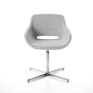 contemporary visitor armchair / fabric / steel / with armrests